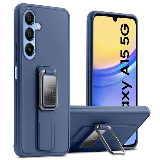 Premium Silicone Case with Metal Kickstand and Camera Protection Back Cover For Samsung A15 5G