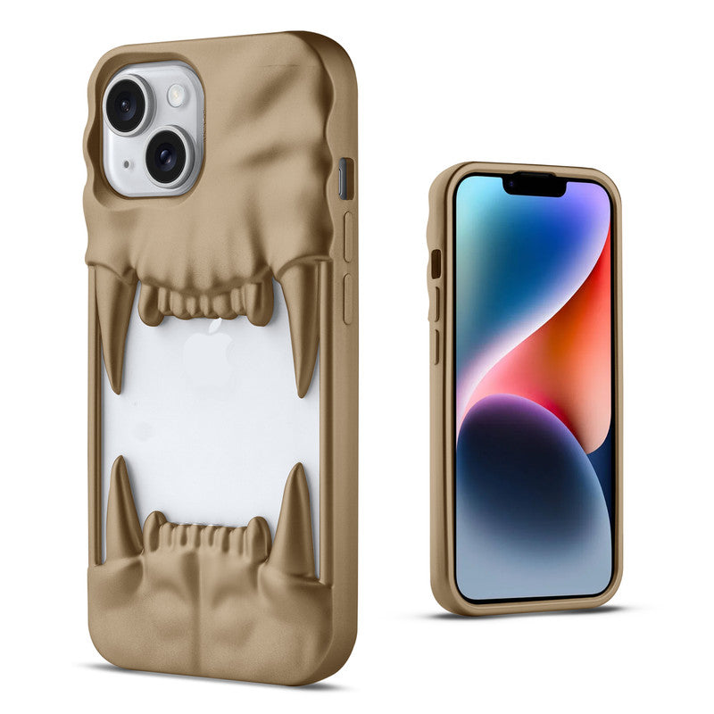 3D Tiger Fang Back Case for Apple iPhone 14, A Wild and Fearless Vibe
