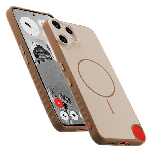 Matte Silicone Dual Color Back Cover with Metal Buttons & Ring Design for CMF Nothing Phone 2 Pro