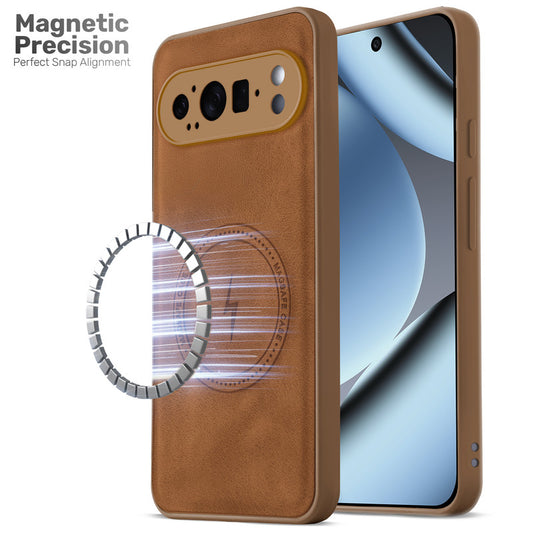 Refined PU Leather Case for Google Pixel 10 Pro 5G , with Support for MagSafe & Wireless Accessories