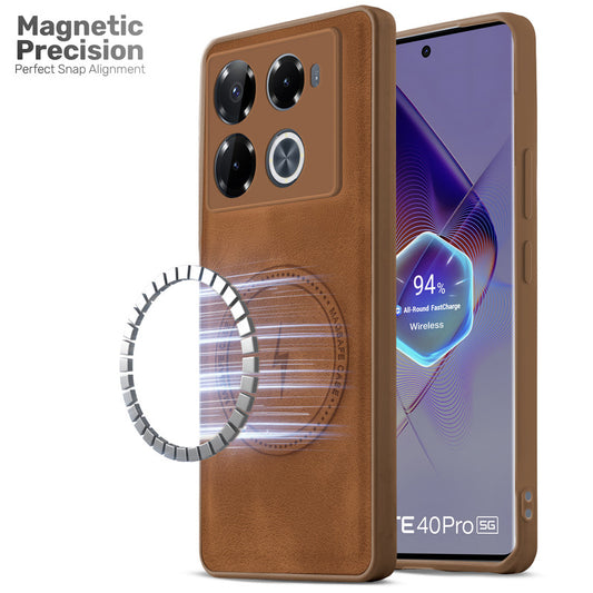 Refined PU Leather Case for Infinix Note 40 Pro 5G , with Support for MagSafe & Wireless Accessories