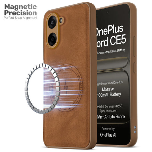 Refined PU Leather Case for OnePlus Nord CE 5 5G , with Support for MagSafe & Wireless Accessories