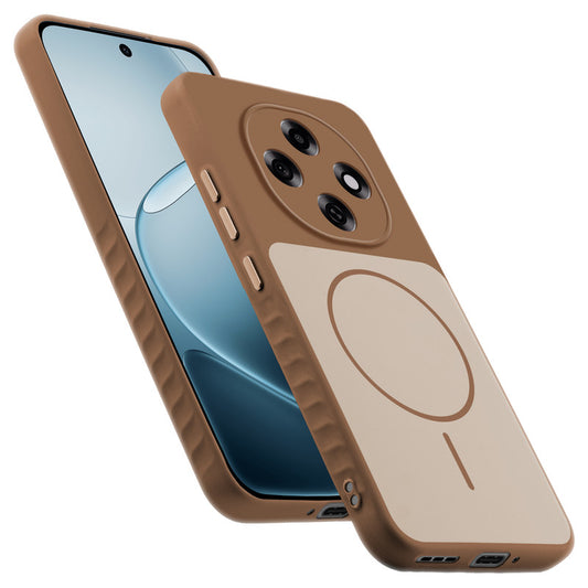 Matte Silicone Dual Color Back Cover with Metal Buttons & Ring Design for Oppo F31 Pro 5G