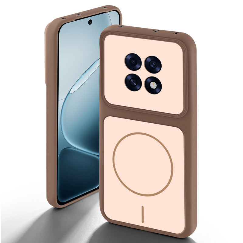 Brown back cover for Oppo F31 Pro Plus 5G with camera cut protection and ring design on back side.