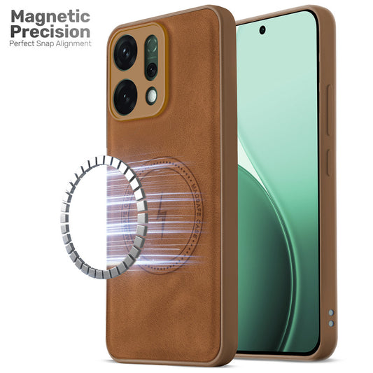 Refined PU Leather Case for Oppo Reno 14 5G , with Support for MagSafe & Wireless Accessories