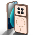 Brown back cover for Redmi Note 15 Pro 5G with camera cut protection and ring design on back side.