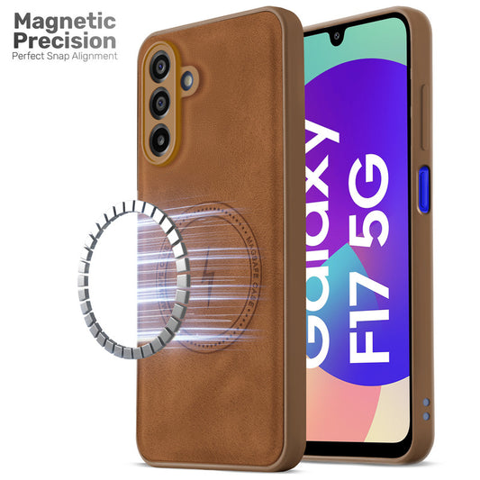 Refined PU Leather Case for Samsung F17 5G , with Support for MagSafe & Wireless Accessories