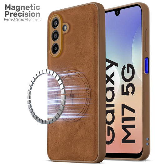 Refined PU Leather Case for Samsung M17 5G , with Support for MagSafe & Wireless Accessories