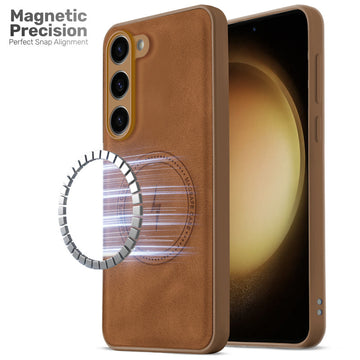 Refined PU Leather Case for Samsung S23 5G , with Support for MagSafe & Wireless Accessories