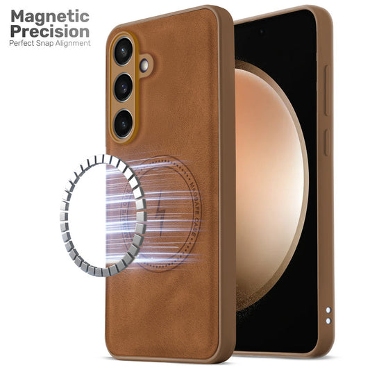 Refined PU Leather Case for Samsung S23 FE 5G , with Support for MagSafe & Wireless Accessories
