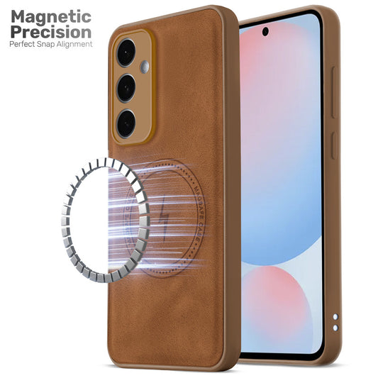 Refined PU Leather Case for Samsung S24 FE 5G , with Support for MagSafe & Wireless Accessories