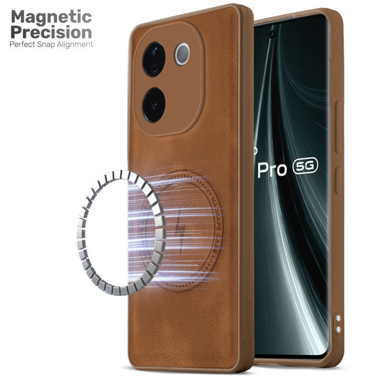 Refined PU Leather Case for Vivo T3 Pro 5G, with Support for MagSafe & Wireless Accessories