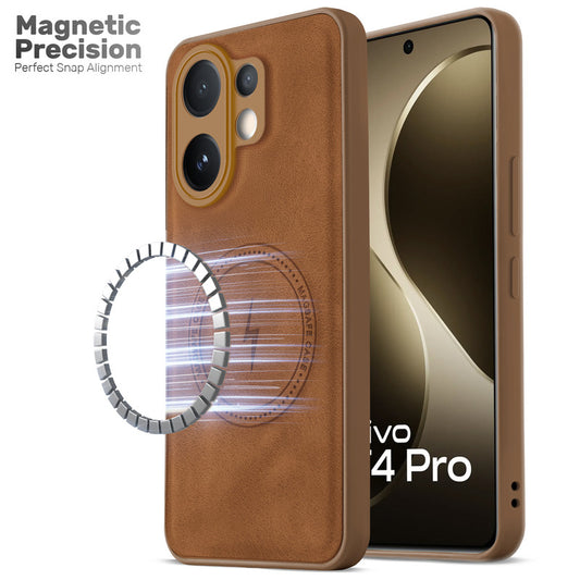 Refined PU Leather Case for Vivo T4 Pro 5G , with Support for MagSafe & Wireless Accessories