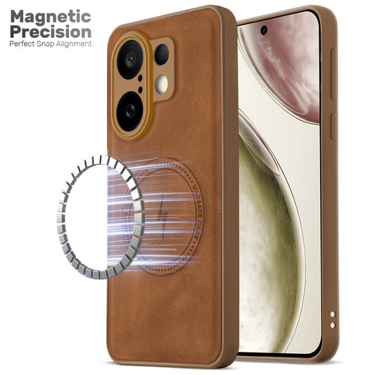 Refined PU Leather Case for Vivo X200 FE 5G , with Support for MagSafe & Wireless Accessories