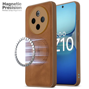 Refined PU Leather Case for iQOO Z10 5G , with Support for MagSafe & Wireless Accessories
