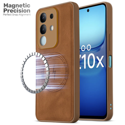 Refined PU Leather Case for iQOO Z10x 5G , with Support for MagSafe & Wireless Accessories