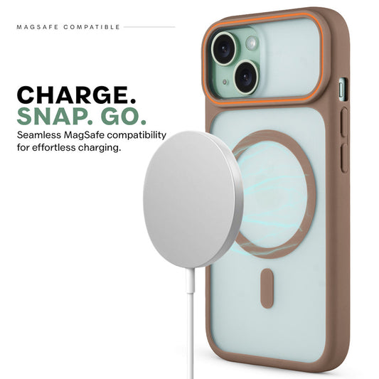 Premium MagSafe Case for Apple iPhone 15 with Frosted Back, Soft Silicone Edges & Raised Camera Protection
