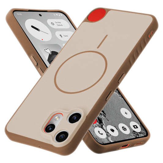 Matte Silicone Dual Color Back Cover with Metal Buttons & Ring Design for CMF Nothing Phone 2 Pro
