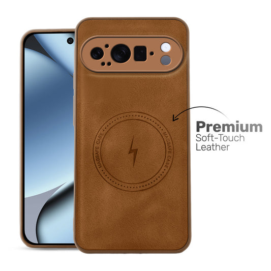 Refined PU Leather Case for Google Pixel 10 Pro 5G , with Support for MagSafe & Wireless Accessories