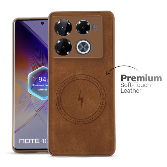 Refined PU Leather Case for Infinix Note 40 Pro 5G , with Support for MagSafe & Wireless Accessories