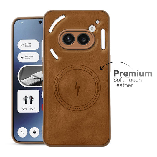 Refined PU Leather Case for Nothing Phone 2A , with Support for MagSafe & Wireless Accessories