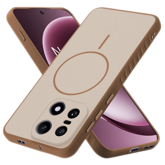 Matte Silicone Dual Color Back Cover with Metal Buttons & Ring Design for OnePlus 15 5G