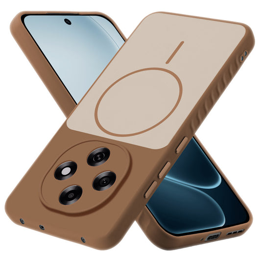 Matte Silicone Dual Color Back Cover with Metal Buttons & Ring Design for Oppo F31 Pro 5G