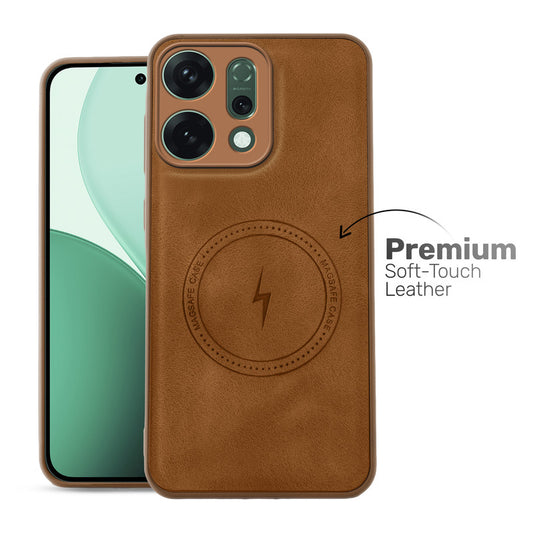 Refined PU Leather Case for Oppo Reno 14 5G , with Support for MagSafe & Wireless Accessories