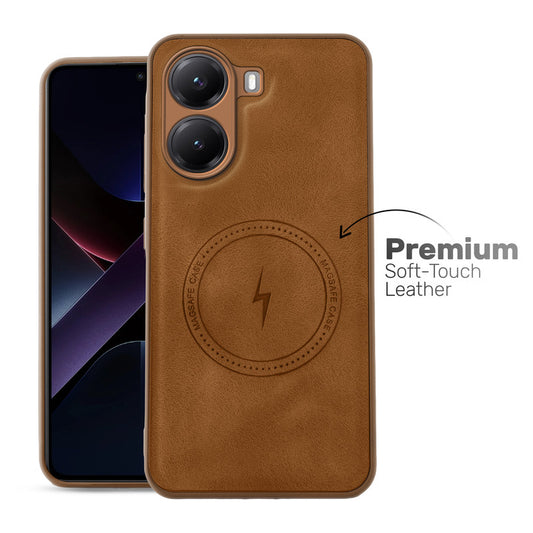 Refined PU Leather Case for Poco X7 Pro 5G , with Support for MagSafe & Wireless Accessories