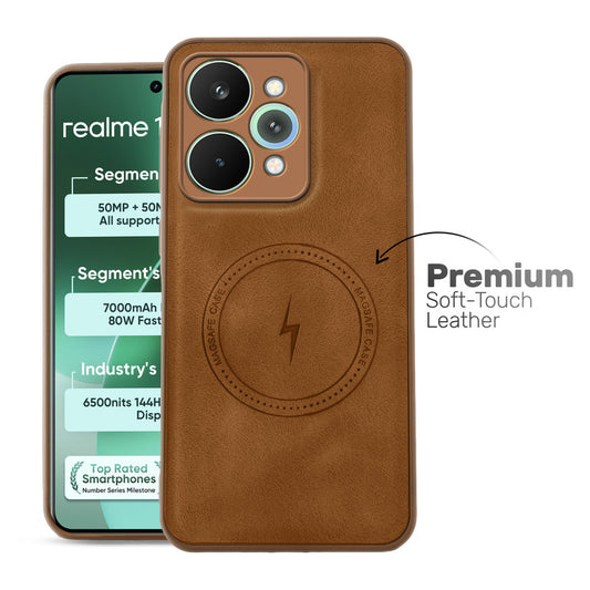 Refined PU Leather Case for Realme 15 Pro 5G , with Support for MagSafe & Wireless Accessories