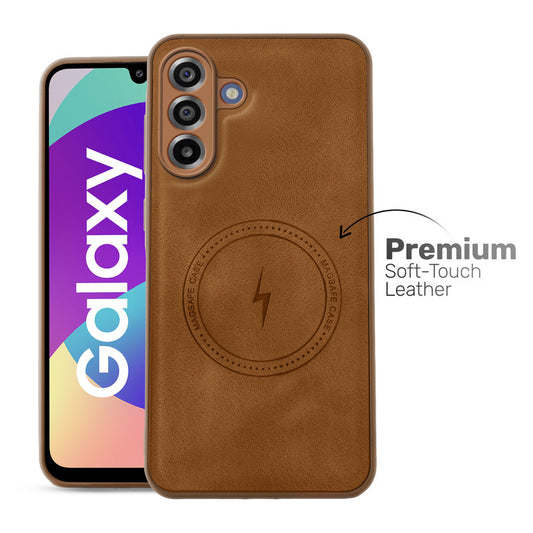 Refined PU Leather Case for Samsung F17 5G , with Support for MagSafe & Wireless Accessories