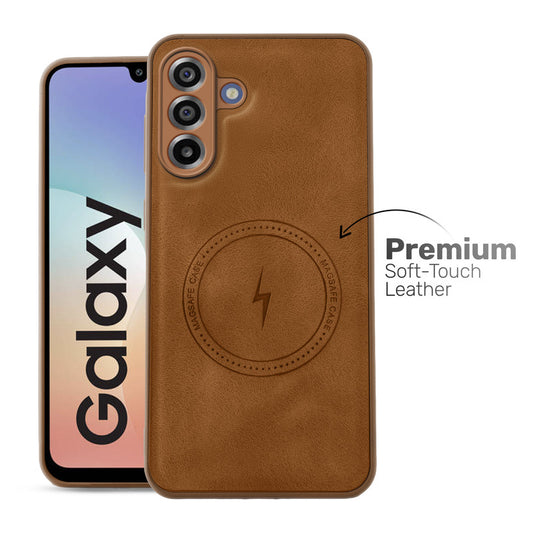 Refined PU Leather Case for Samsung M17 5G , with Support for MagSafe & Wireless Accessories