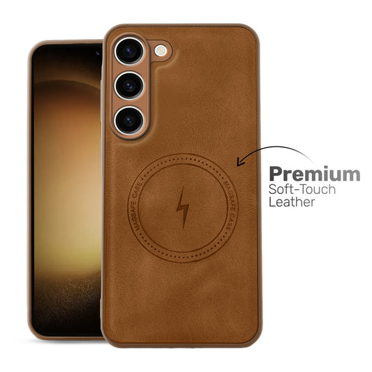 Refined PU Leather Case for Samsung S23 5G , with Support for MagSafe & Wireless Accessories