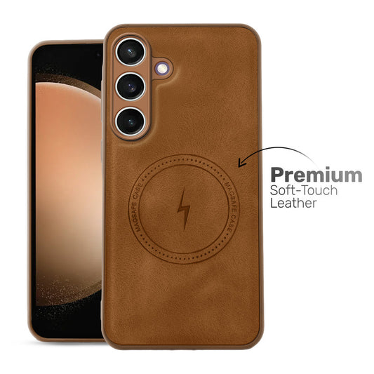 Refined PU Leather Case for Samsung S23 FE 5G , with Support for MagSafe & Wireless Accessories