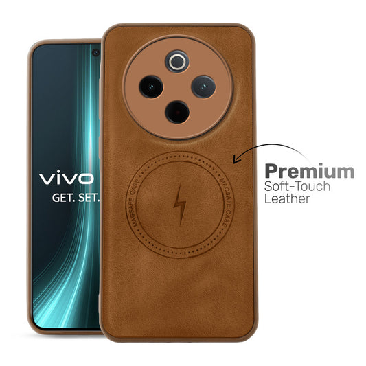 Refined PU Leather Case for Vivo T4 5G , with Support for MagSafe & Wireless Accessories