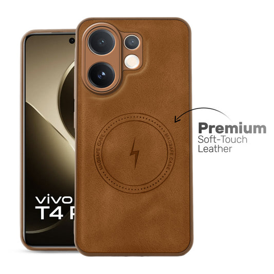 Refined PU Leather Case for Vivo T4 Pro 5G , with Support for MagSafe & Wireless Accessories