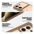 Brown phone case for Vivo T4 Pro 5G showing camera safety edges, anti slip side grip and easy press button covers.