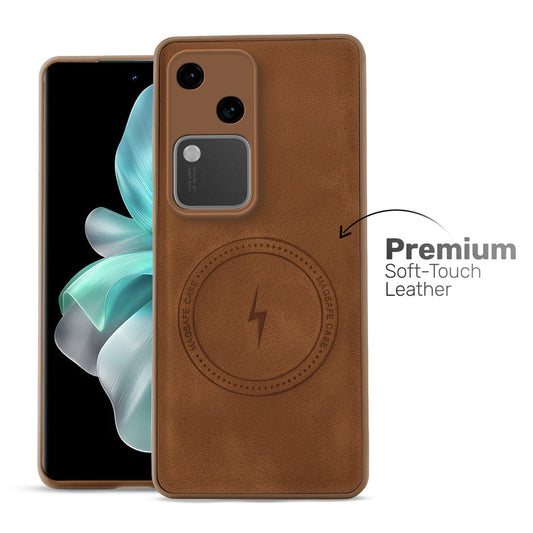 Refined PU Leather Case for Vivo V30 5G , with Support for MagSafe & Wireless Accessories