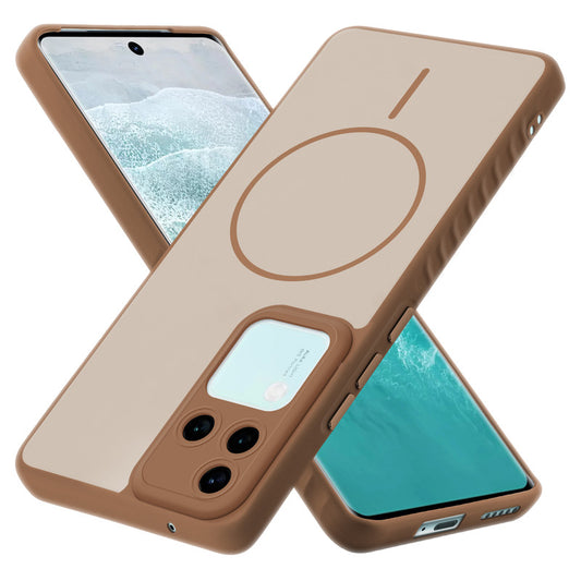 Matte Silicone Dual Color Back Cover with Metal Buttons & Ring Design for Vivo V30 Pro 5G