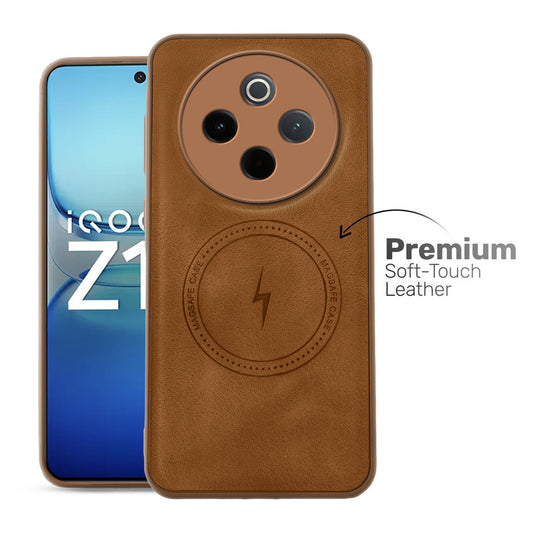 Refined PU Leather Case for iQOO Z10 5G , with Support for MagSafe & Wireless Accessories