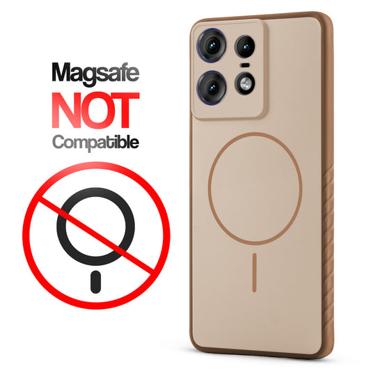 Matte Silicone Dual Color Back Cover with Metal Buttons & Ring Design for Motorola Moto Edge 50 Pro 5G