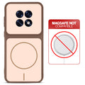Brown back cover for Oppo F31 Pro Plus 5G with printed ring pattern and message showing not compatible with MagSafe charging.