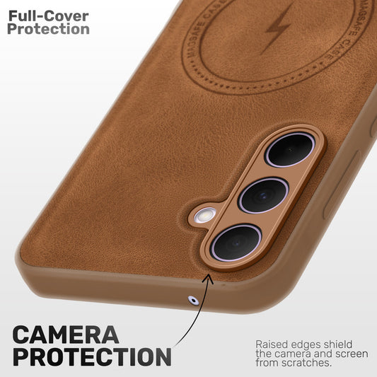 Refined PU Leather Case for Samsung A35 5G , with Support for MagSafe & Wireless Accessories