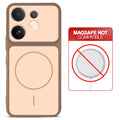 Brown back cover for Vivo T4 Pro 5G with printed ring pattern and message showing not compatible with MagSafe charging.