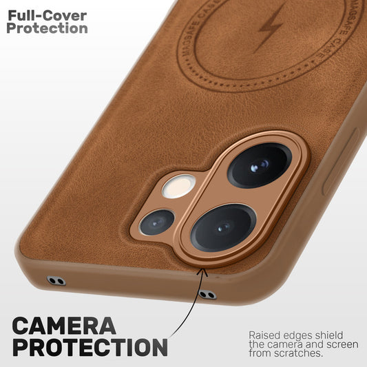 Refined PU Leather Case for Vivo V60 5G , with Support for MagSafe & Wireless Accessories