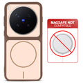 Brown back cover for Vivo X300 Pro 5G with printed ring pattern and message showing not compatible with MagSafe charging.