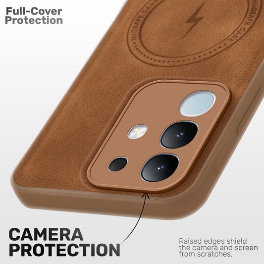 Refined PU Leather Case for iQOO Z10x 5G , with Support for MagSafe & Wireless Accessories