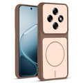 Front and back view of Brown protective back cover for Oppo F31 Pro 5G with textured sides, camera guard and slim fit design.