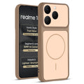 Front and back view of Brown protective back cover for Realme 15T 5Gwith textured sides, camera guard and slim fit design.