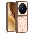 Front and back view of Brown protective back cover for Vivo X300 Pro 5G with textured sides, camera guard and slim fit design.